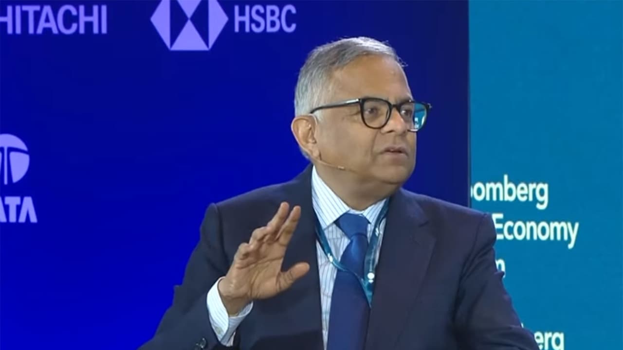 Tata Sons Chairman Natarajan Chandrasekaran (Photo/Youtube/Bloomberg New Economy 2026) Tata Sons Chairman Natarajan Chandrasekaran (Photo/Youtube/Bloomberg New Economy 2026)
