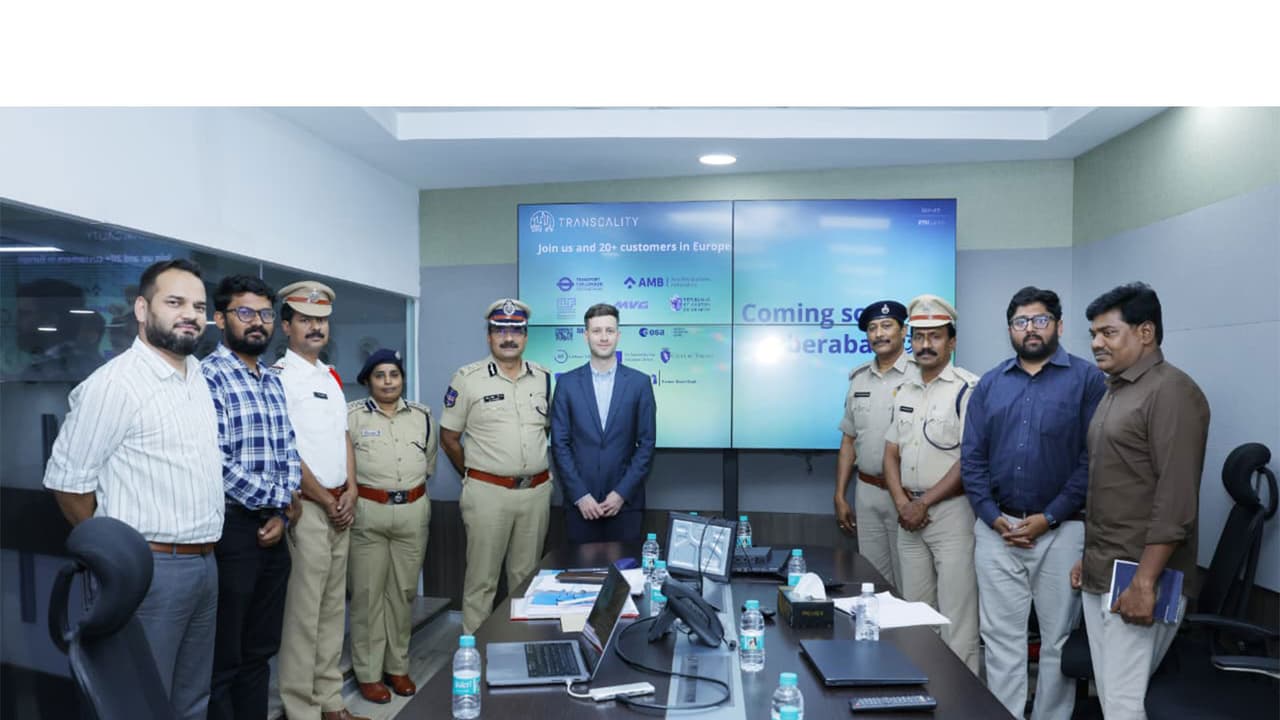 CP Cyberabad M Ramesh with Transcality CEO Lucan Ambul (Photo/Cyberabad Police PRO) CP Cyberabad M Ramesh with Transcality CEO Lucan Ambul (Photo/Cyberabad Police PRO)