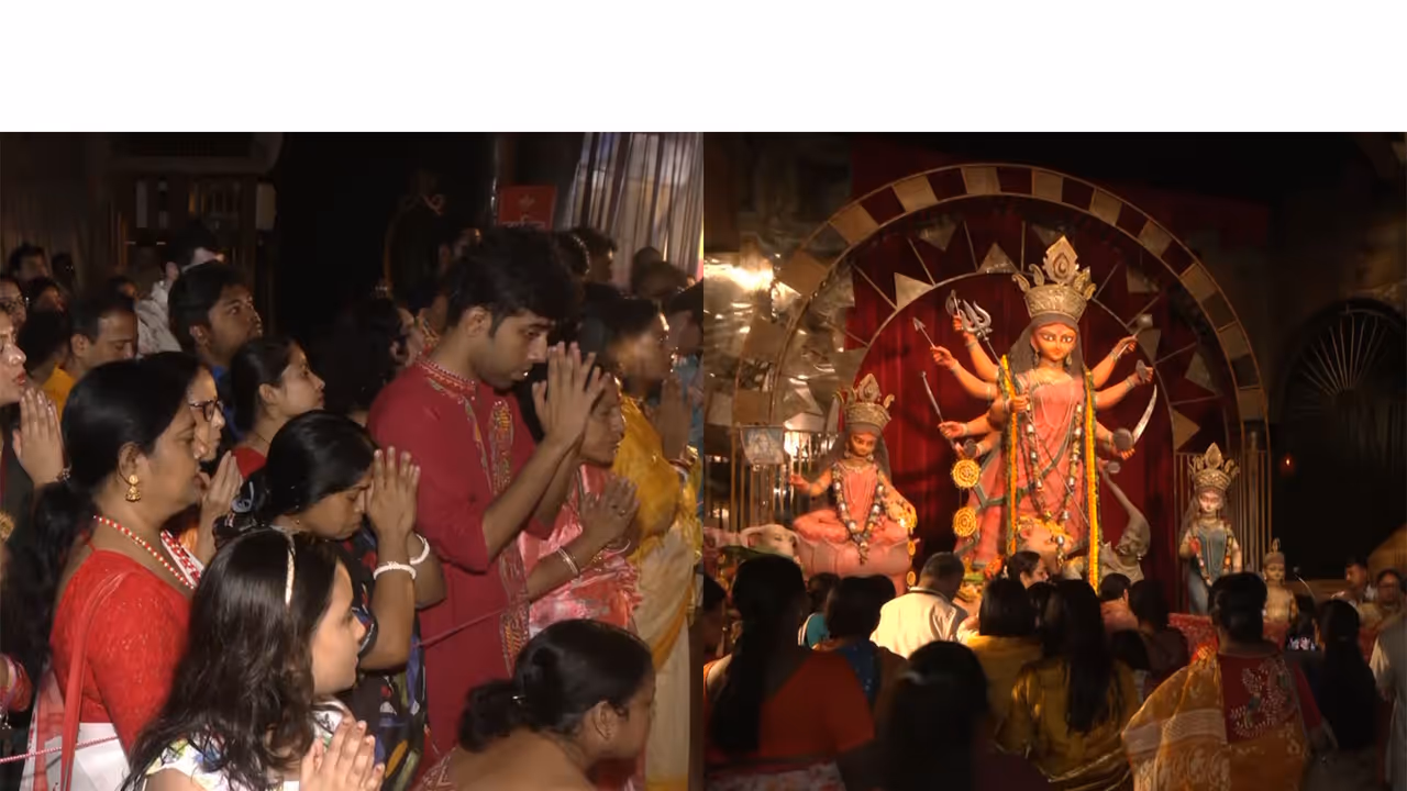 Devotees at Kendua Shanti Sangha to offer prayers on Mahashtami (Photos/ANI) Devotees at Kendua Shanti Sangha to offer prayers on Mahashtami (Photos/ANI)