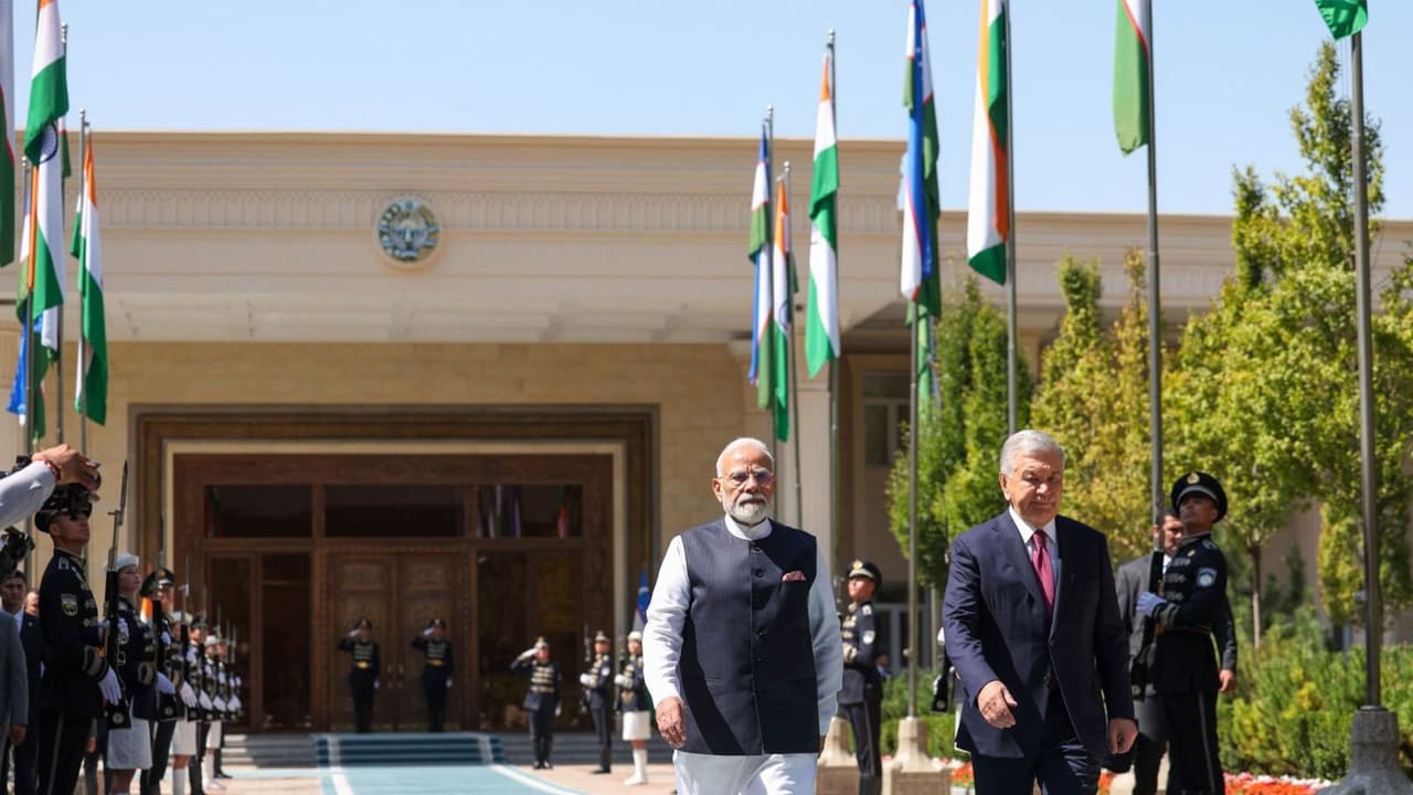 Prime Minister Narendra Modi and Uzbekistan President Shavkat Mirziyoyev during talks (Photo/X@narendramodi) Prime Minister Narendra Modi and Uzbekistan President Shavkat Mirziyoyev during talks (Photo/X@narendramodi)