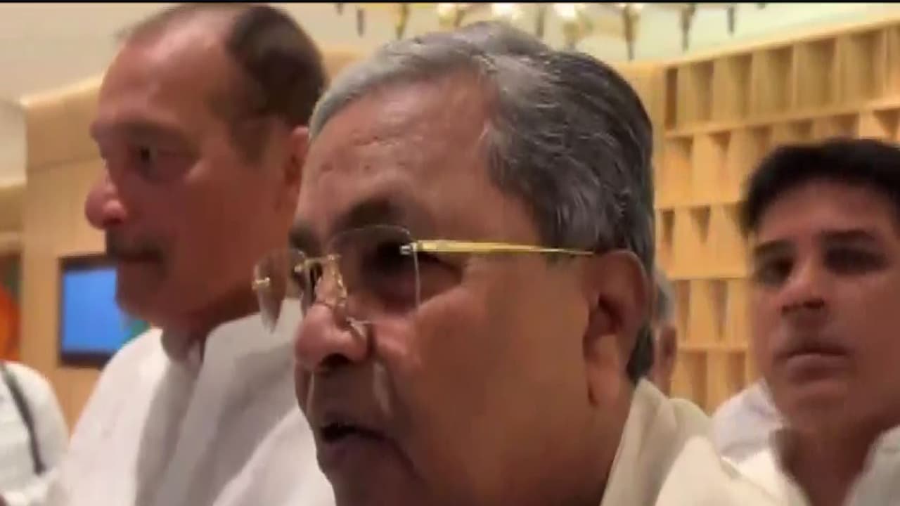 Karnataka caretaker CM Siddaramaiah leaves from a hotel in Delhi (Photo/ANI) Karnataka caretaker CM Siddaramaiah leaves from a hotel in Delhi (Photo/ANI)