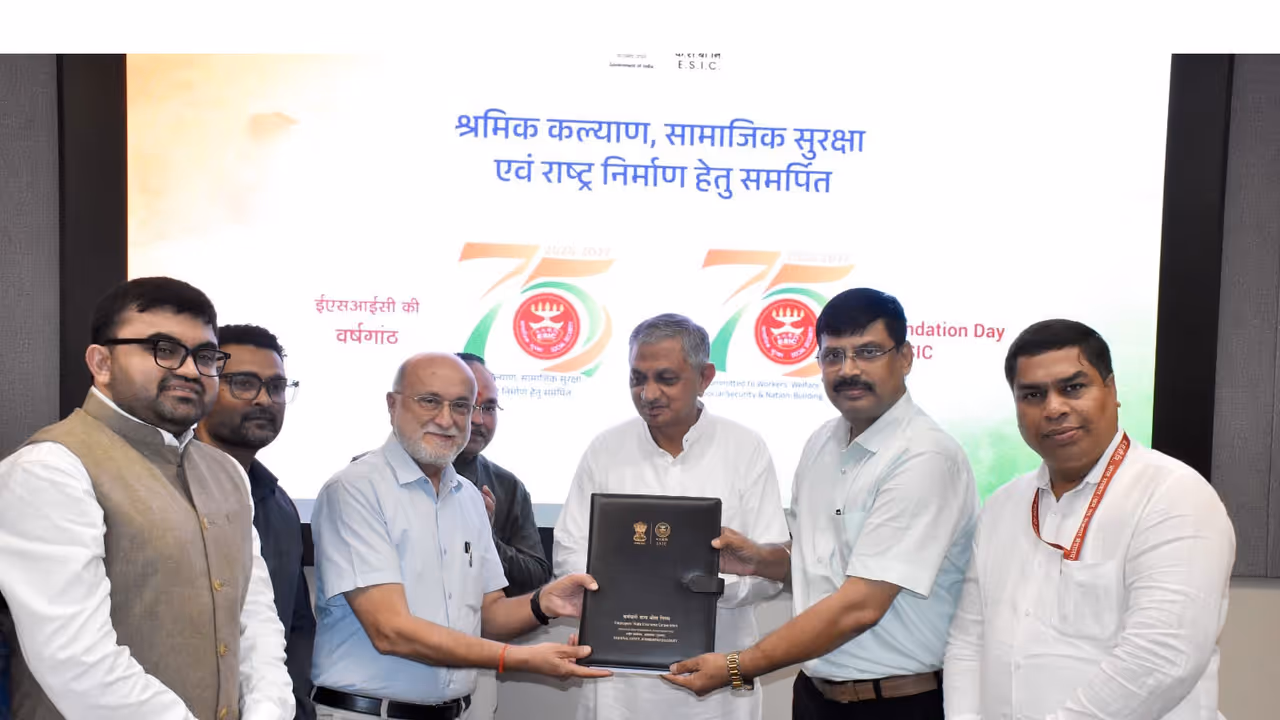 Minister Kunvarji Bavaliya during the MoU exchange ceremony for ESIC Gujarat healthcare services. (Photo/Gujarat press release) Minister Kunvarji Bavaliya during the MoU exchange ceremony for ESIC Gujarat healthcare services. (Photo/Gujarat press release)