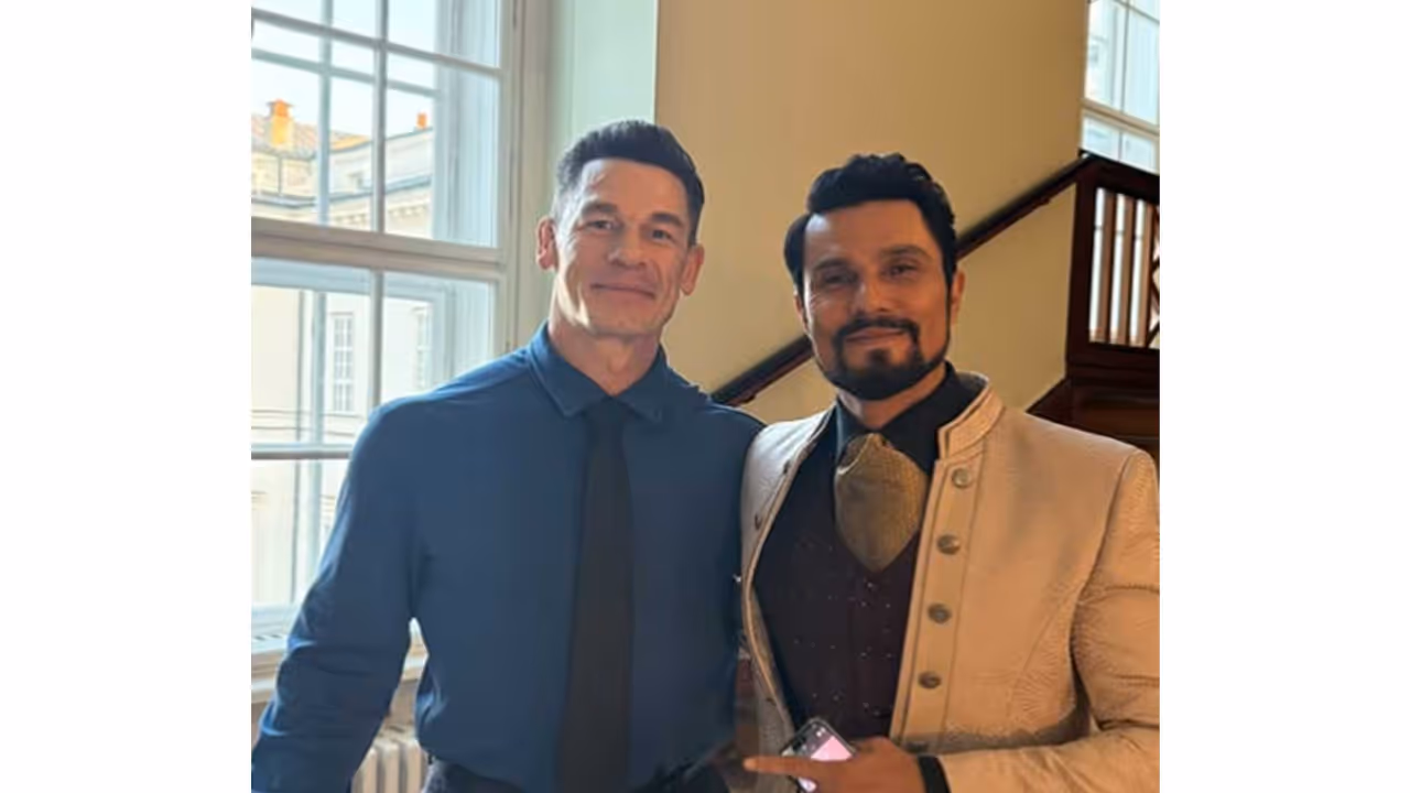 Randeep Hooda with John Cena (Image source: Randeep's Instagram) Randeep Hooda with John Cena (Image source: Randeep's Instagram)