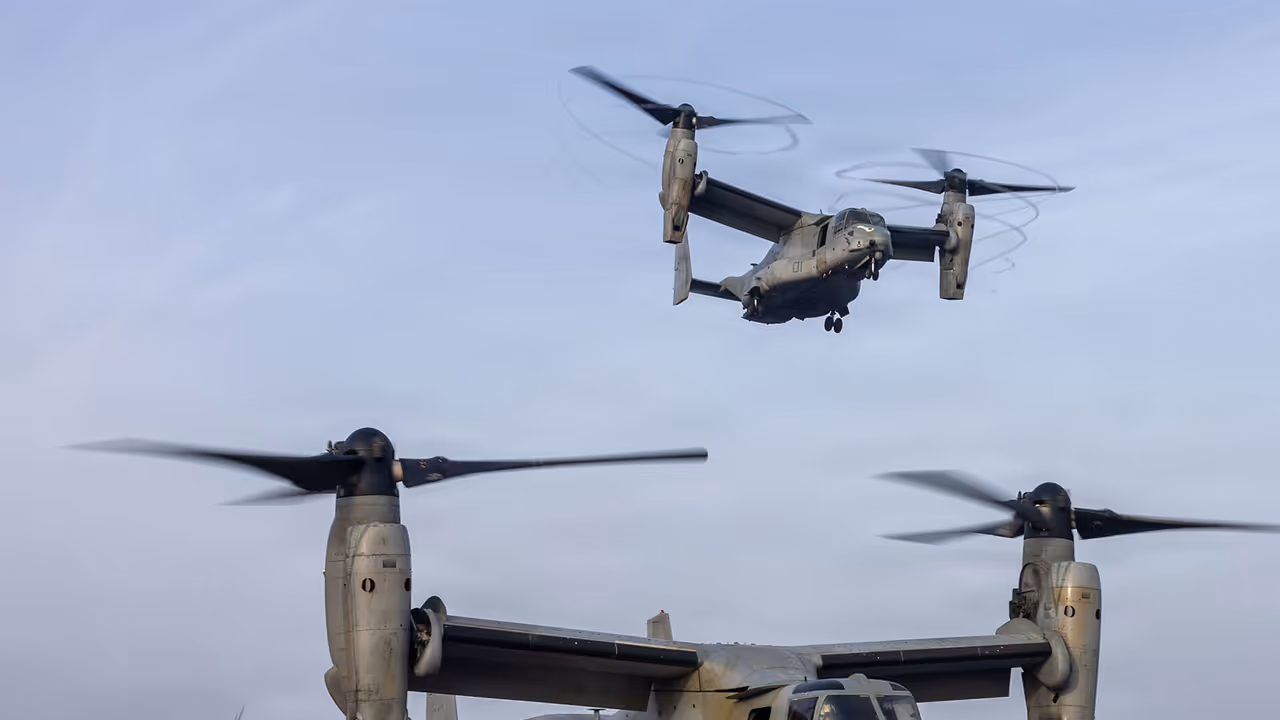 US Marine Corps MV 22B Osprey aircraft (Photo: x/@CENTCOM) US Marine Corps MV 22B Osprey aircraft (Photo: x/@CENTCOM)