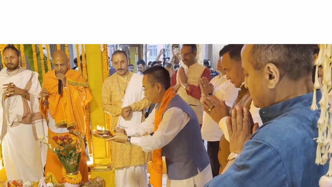 Sikkim CM Tamang attends Vastu Puja of new Mini Secretariat (Photo/ANI) Sikkim CM Tamang attends Vastu Puja of new Mini Secretariat (Photo/ANI)