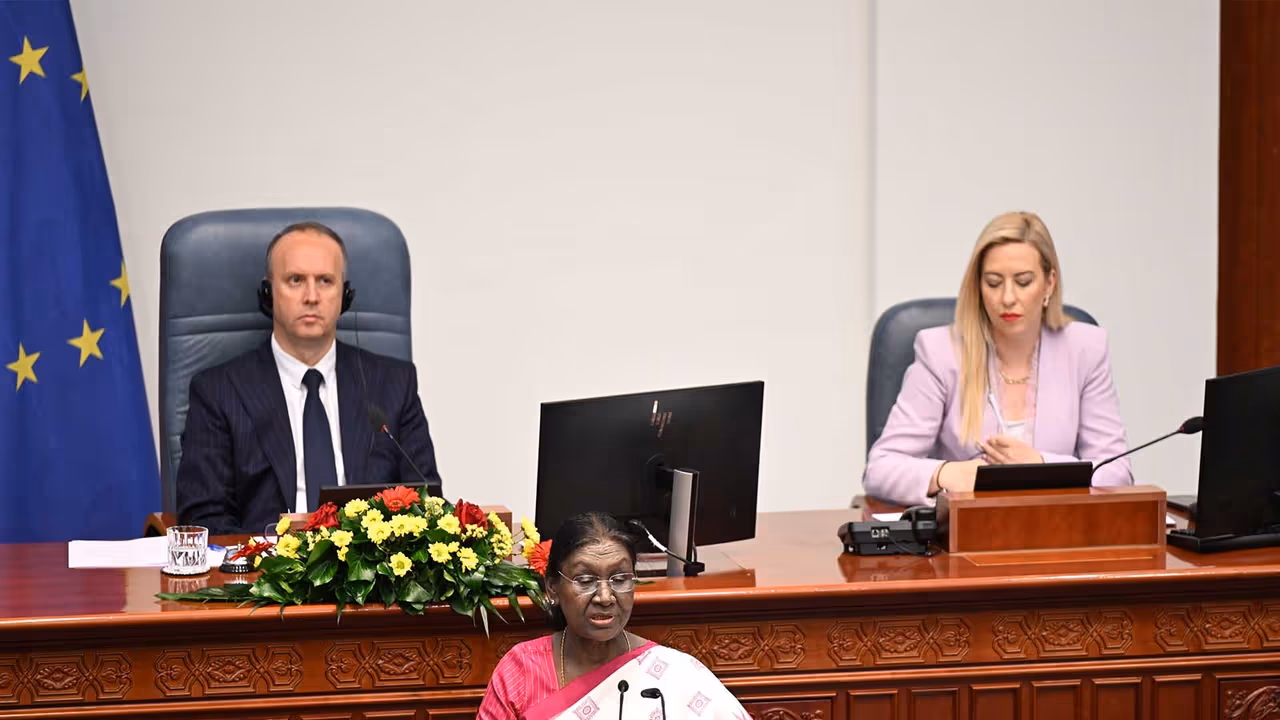 President Droupadi Murmu addresses the Parliament of North Macedonia (Photo/X@rashtrapatibhvn) President Droupadi Murmu addresses the Parliament of North Macedonia (Photo/X@rashtrapatibhvn)