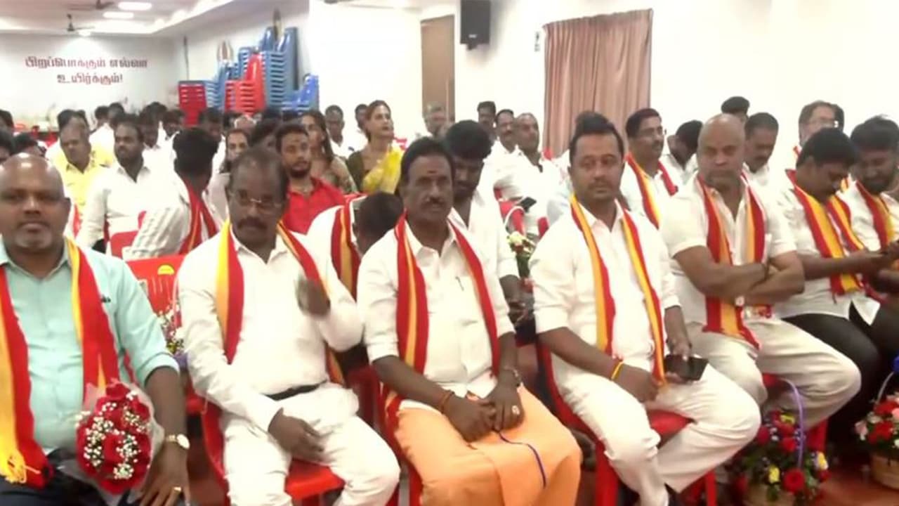 Members who joined TVK at party headquarter in Panaiyur, Chennai (Photo/ANI) Members who joined TVK at party headquarter in Panaiyur, Chennai (Photo/ANI)