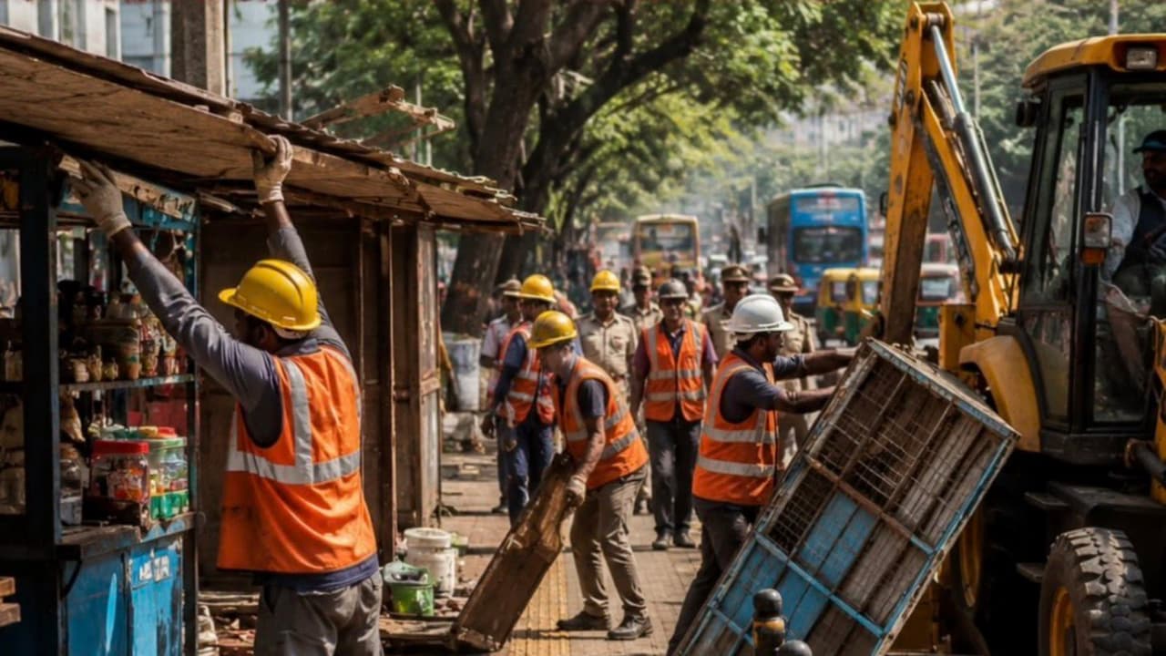 Encroachments being removed in Bengaluru (Photo/@LaharSingh_MP) Encroachments being removed in Bengaluru (Photo/@LaharSingh_MP)