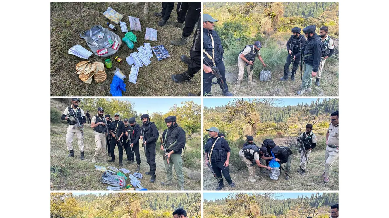Budgam Police recover bag containing medicines, eatables near encounter site (Photo: J K Police) Budgam Police recover bag containing medicines, eatables near encounter site (Photo: J K Police)