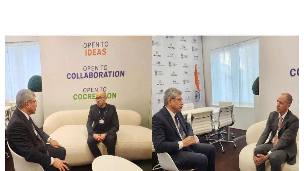 Ashwini Vaishnaw meets Demis Hassabis and Chris Lehane in Davos (Photo/@AshwiniVaishnaw) Ashwini Vaishnaw meets Demis Hassabis and Chris Lehane in Davos (Photo/@AshwiniVaishnaw)