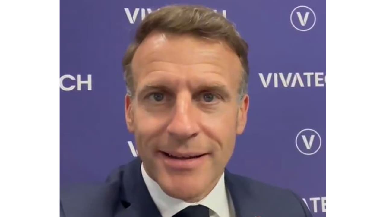 French President Emmanuel Macron records a special video message in Hindi, thanking Prime Minister Narendra Modi for his visit and reaffirming the enduring India France friendship. (Image Source: Elysee Palace via XP Division, MEA) French President Emmanuel Macron records a special video message in Hindi, thanking Prime Minister Narendra Modi for his visit and reaffirming the enduring India France friendship. (Image Source: Elysee Palace via XP Division, MEA)