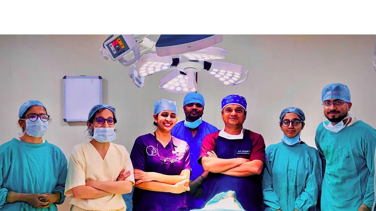 BHU Maxillofacial Surgeons team successfully performs removal of near total mandibular tumour (Photo/ANI) BHU Maxillofacial Surgeons team successfully performs removal of near total mandibular tumour (Photo/ANI)