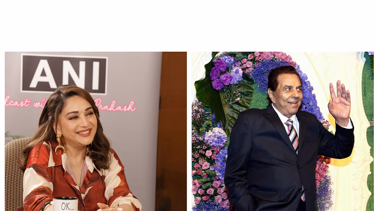 Madhuri Dixit remembers legendary actor Dharmendra (Image source: ANI) Madhuri Dixit remembers legendary actor Dharmendra (Image source: ANI)