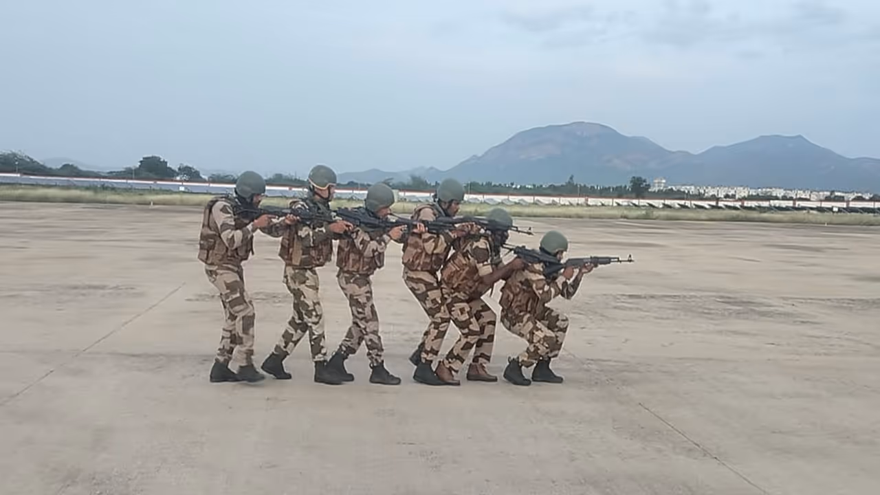CISF conducts anti hijacking mock exercise at Tirupati Airport (Photo/@CISFHQrs/X) CISF conducts anti hijacking mock exercise at Tirupati Airport (Photo/@CISFHQrs/X)