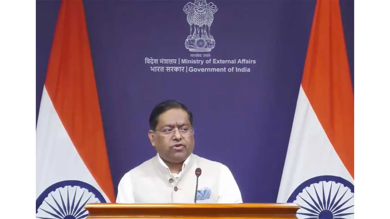 Ministry of External Affairs (MEA) spokesperson Randhir Jaiswal addressing the Bi Weekly Media Briefing (Photo/YouTube/MEA) Ministry of External Affairs (MEA) spokesperson Randhir Jaiswal addressing the Bi Weekly Media Briefing (Photo/YouTube/MEA)