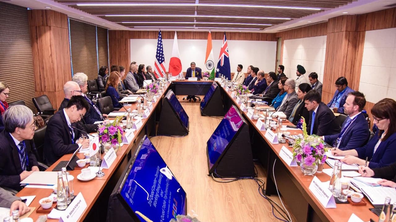 Delegates from India, Japan, Australia and the United States attend the 3rd Quad Counter Terrorism Working Group meeting in New Delhi. (Photo: X/@MEAIndia)