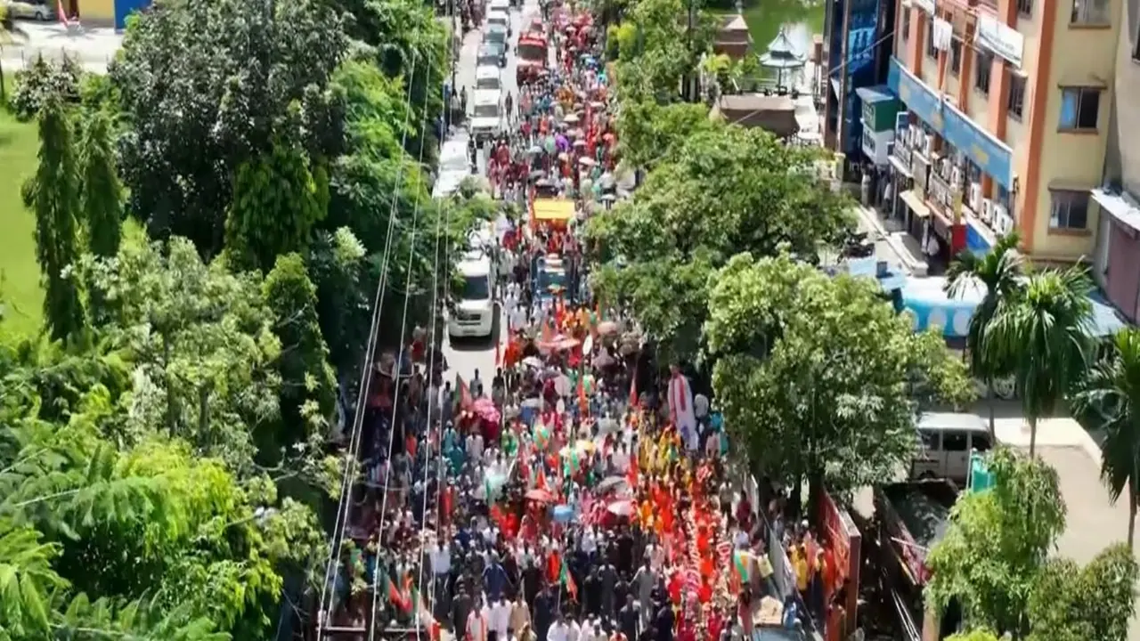 Visual from the BJP's nomination rally in West Bengal (Photo/ANI) Visual from the BJP's nomination rally in West Bengal (Photo/ANI)