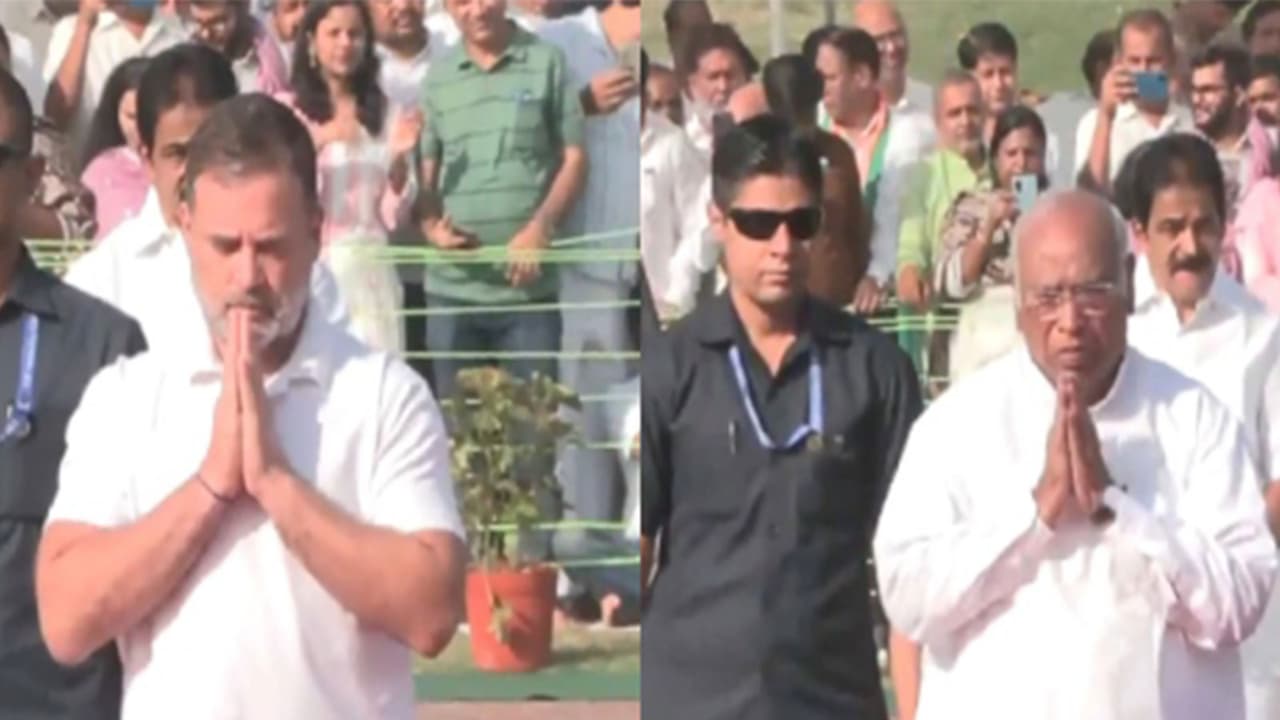 Mallikarjun Kharge, Rahul Gandhi pay floral tribute to former PM Jawaharlal Nehru (Photo/ANI) Mallikarjun Kharge, Rahul Gandhi pay floral tribute to former PM Jawaharlal Nehru (Photo/ANI)