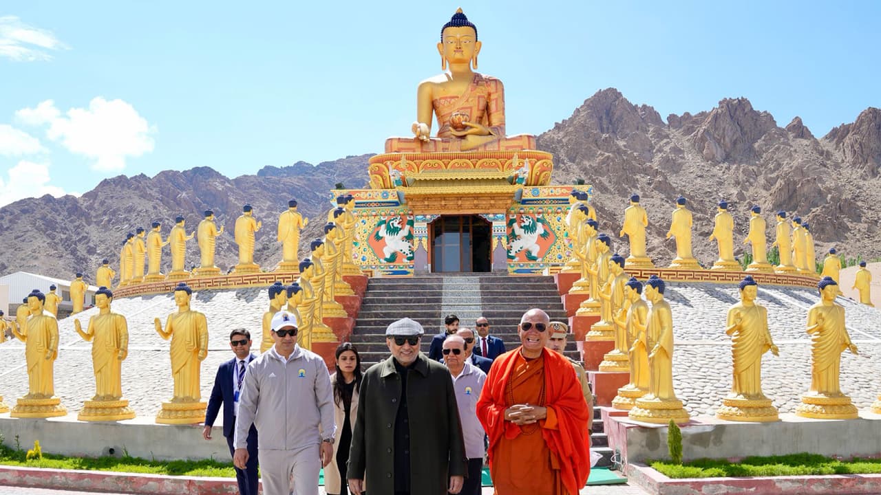 Vice President CP Radhakrishnan at Mahabodhi International Meditation Centre in Leh (Photo/X/@VPIndia) Vice President CP Radhakrishnan at Mahabodhi International Meditation Centre in Leh (Photo/X/@VPIndia)