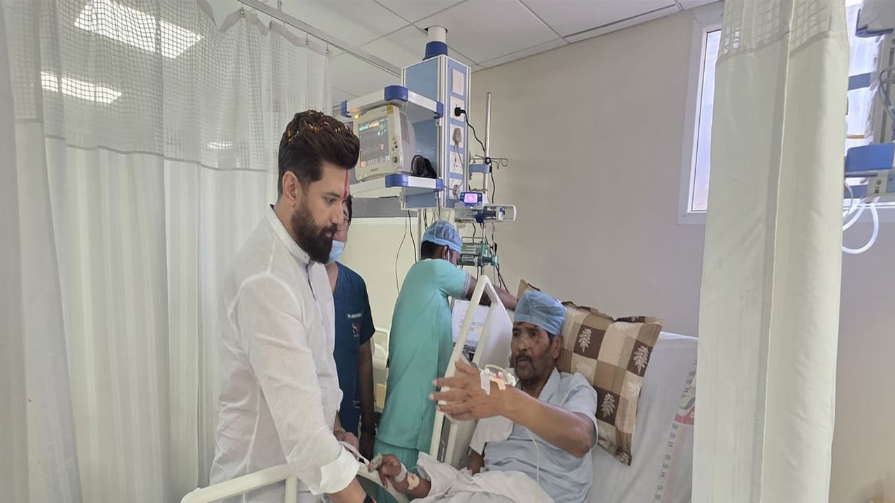 Union Minister Chirag Paswan meets his uncle and former Union Minister Pashupati Kuamr Paras in Patna hospital (Photo/X@iChiragPaswan) Union Minister Chirag Paswan meets his uncle and former Union Minister Pashupati Kuamr Paras in Patna hospital (Photo/X@iChiragPaswan)