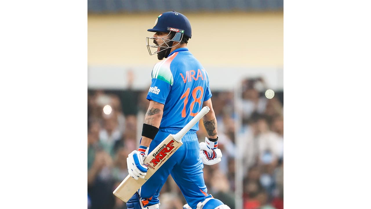 Virat Kohli celebrating his 52nd ODI ton (Photo: ANI)