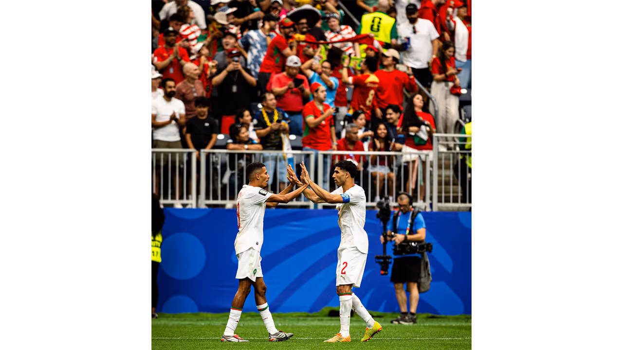 Morocco players celebrating a goal. (Photo: X/ @AchrafHakimi) Morocco players celebrating a goal. (Photo: X/ @AchrafHakimi)