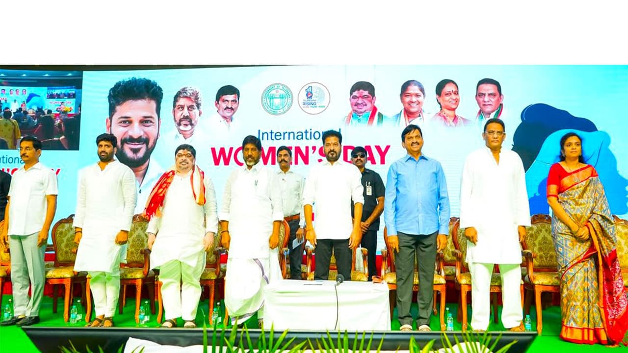 Telangana Chief Minister Revanth Reddy at International Women's Day programme (Photo/X@TelanganaCMO) Telangana Chief Minister Revanth Reddy at International Women's Day programme (Photo/X@TelanganaCMO)