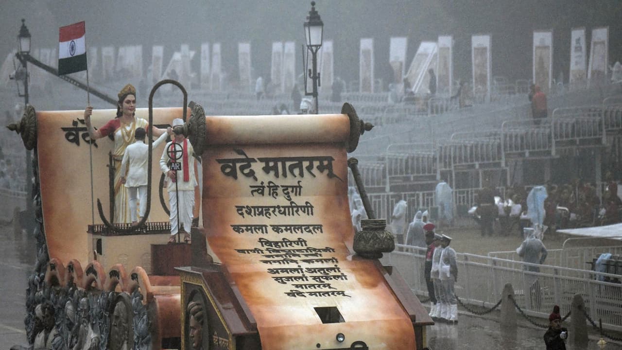 A view of the Ministry of Culture tableau during the Republic Day parade 2026 full dress rehearsal amid rainfall, at Kartavya Path, in New Delhi on Friday. (Photo/ANI) A view of the Ministry of Culture tableau during the Republic Day parade 2026 full dress rehearsal amid rainfall, at Kartavya Path, in New Delhi on Friday. (Photo/ANI)