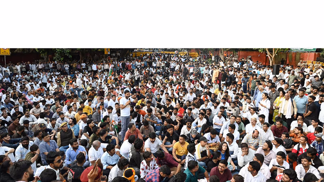 Protesters at Jantar Mantar demand overhaul of reservation system on August 21 (Photo/ANI) Protesters at Jantar Mantar demand overhaul of reservation system on August 21 (Photo/ANI)