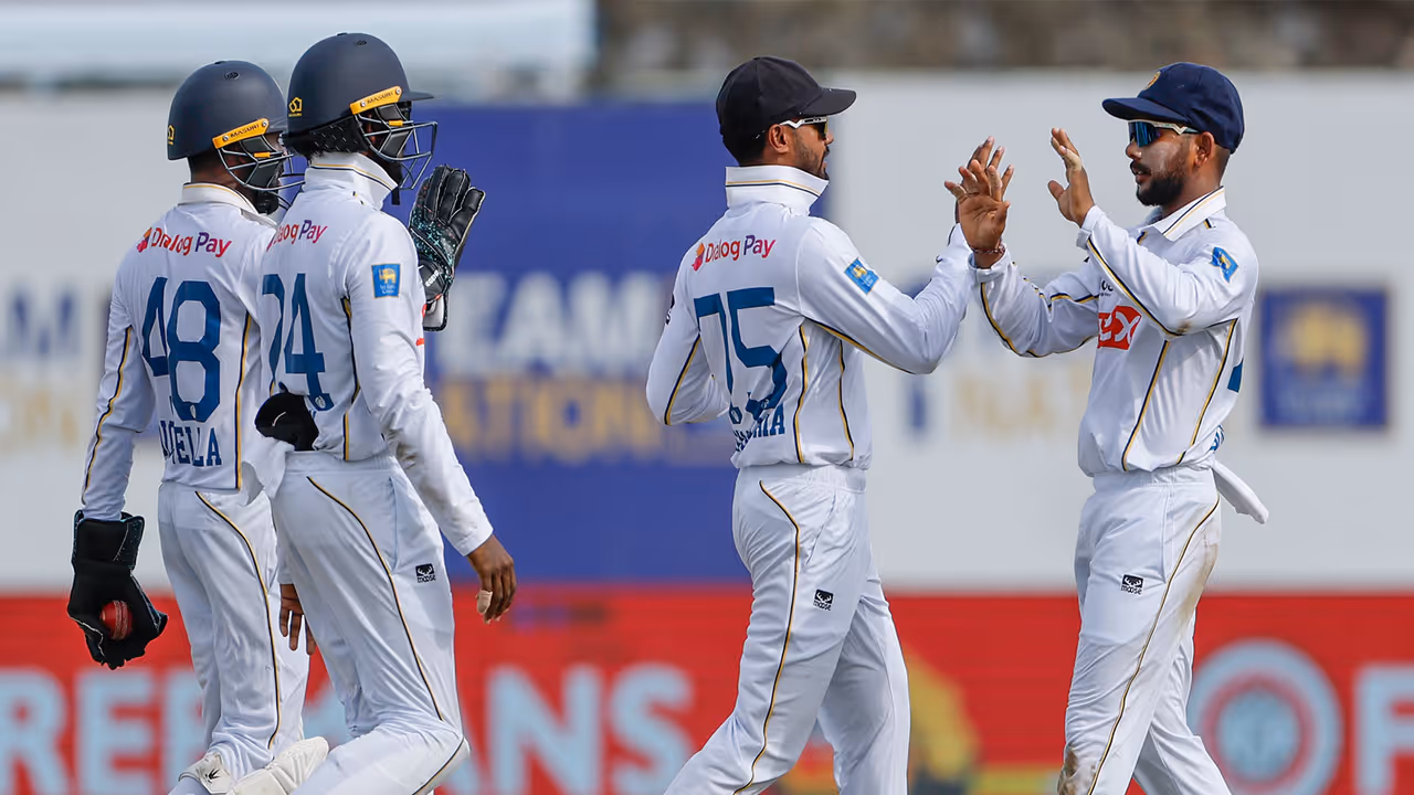 Sri Lankan players celebrating a wicket. (Photo: ANI) Sri Lankan players celebrating a wicket. (Photo: ANI)