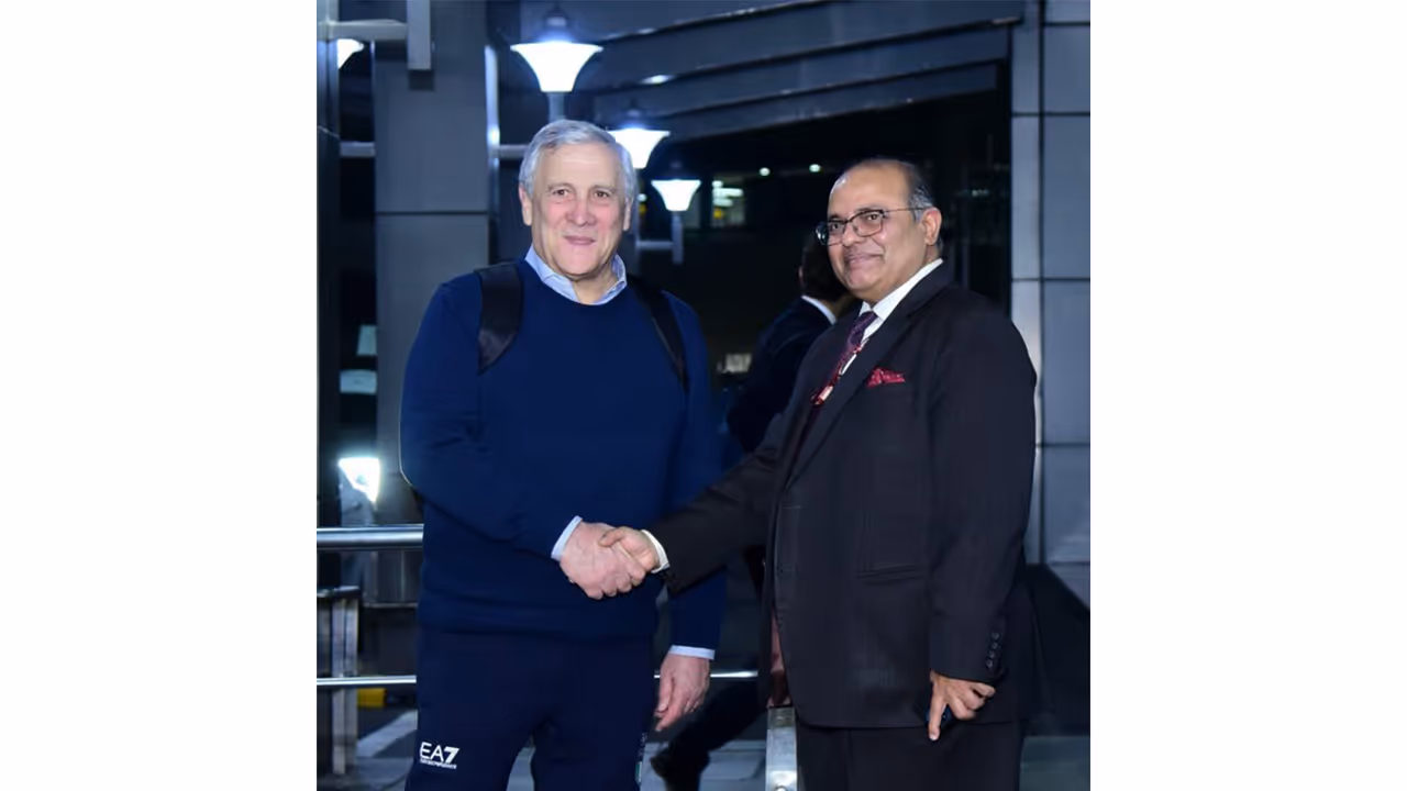 Italian Deputy Prime Minister Antonio Tajani arrives in New Delhi for his second visit to India this year. (Photo: X/@MEAIndia) Italian Deputy Prime Minister Antonio Tajani arrives in New Delhi for his second visit to India this year. (Photo: X/@MEAIndia)