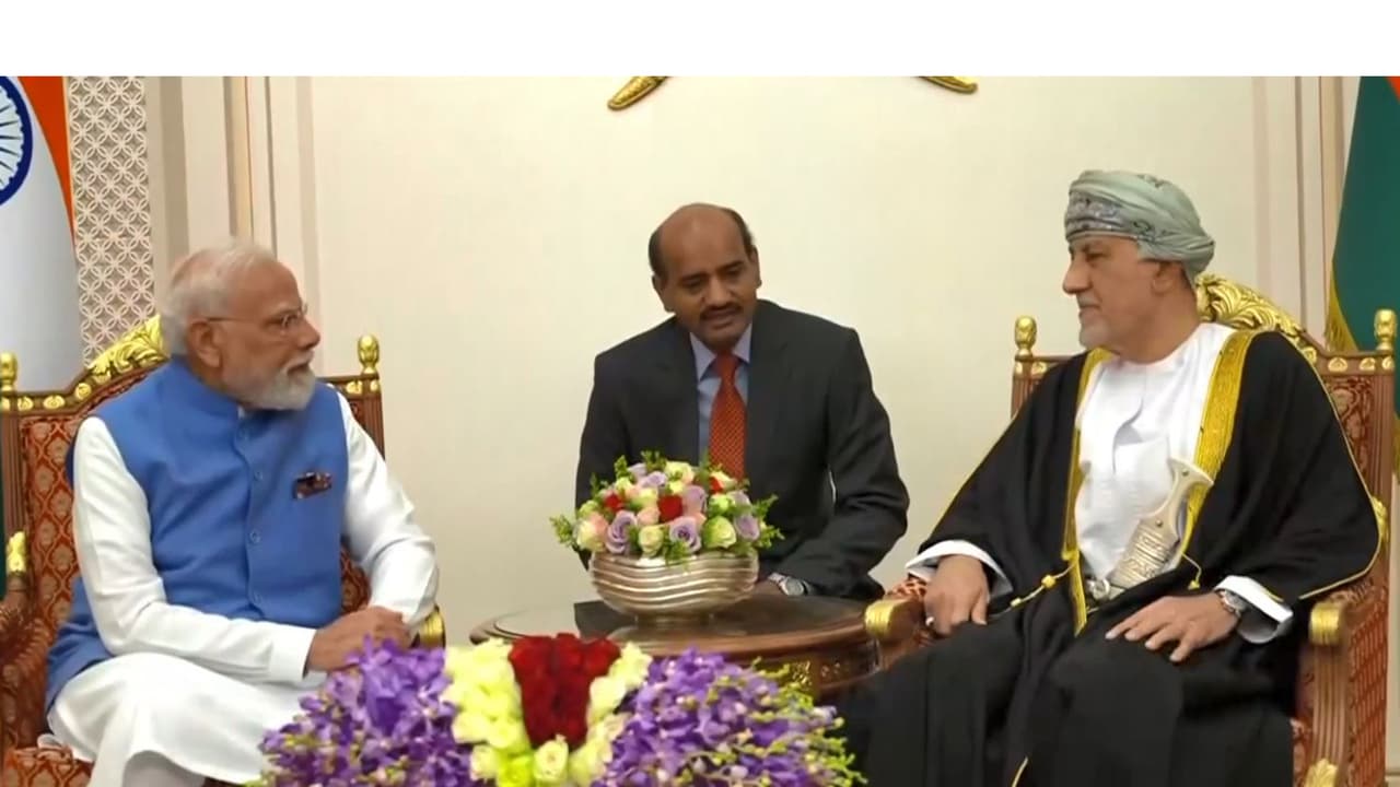 Prime Minister Narendra Modi meets Oman’s Deputy PM for Defence Affairs Sayyid Shihab bin Tarik Al Said in Muscat. (Photo/ANI) Prime Minister Narendra Modi meets Oman’s Deputy PM for Defence Affairs Sayyid Shihab bin Tarik Al Said in Muscat. (Photo/ANI)