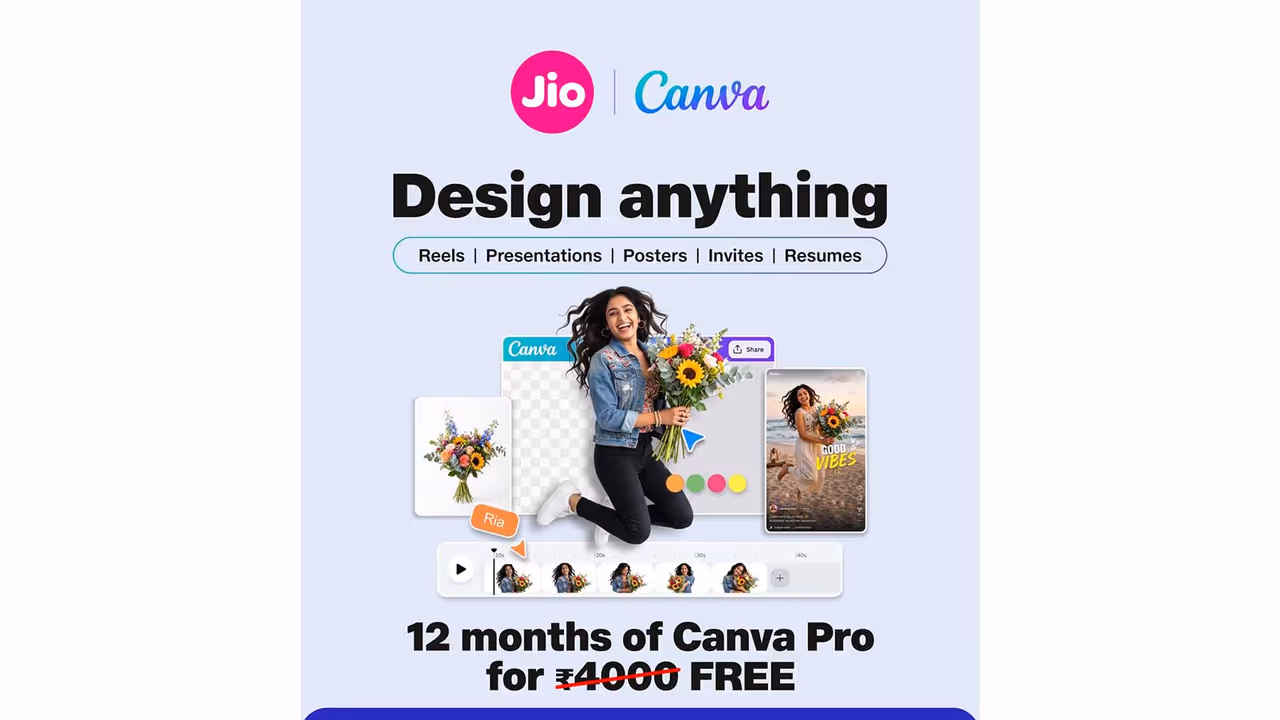 Jio, Canva partner to offer up to 12 months of Canva premium tools free to users. (Photo Jio) Jio, Canva partner to offer up to 12 months of Canva premium tools free to users. (Photo Jio)