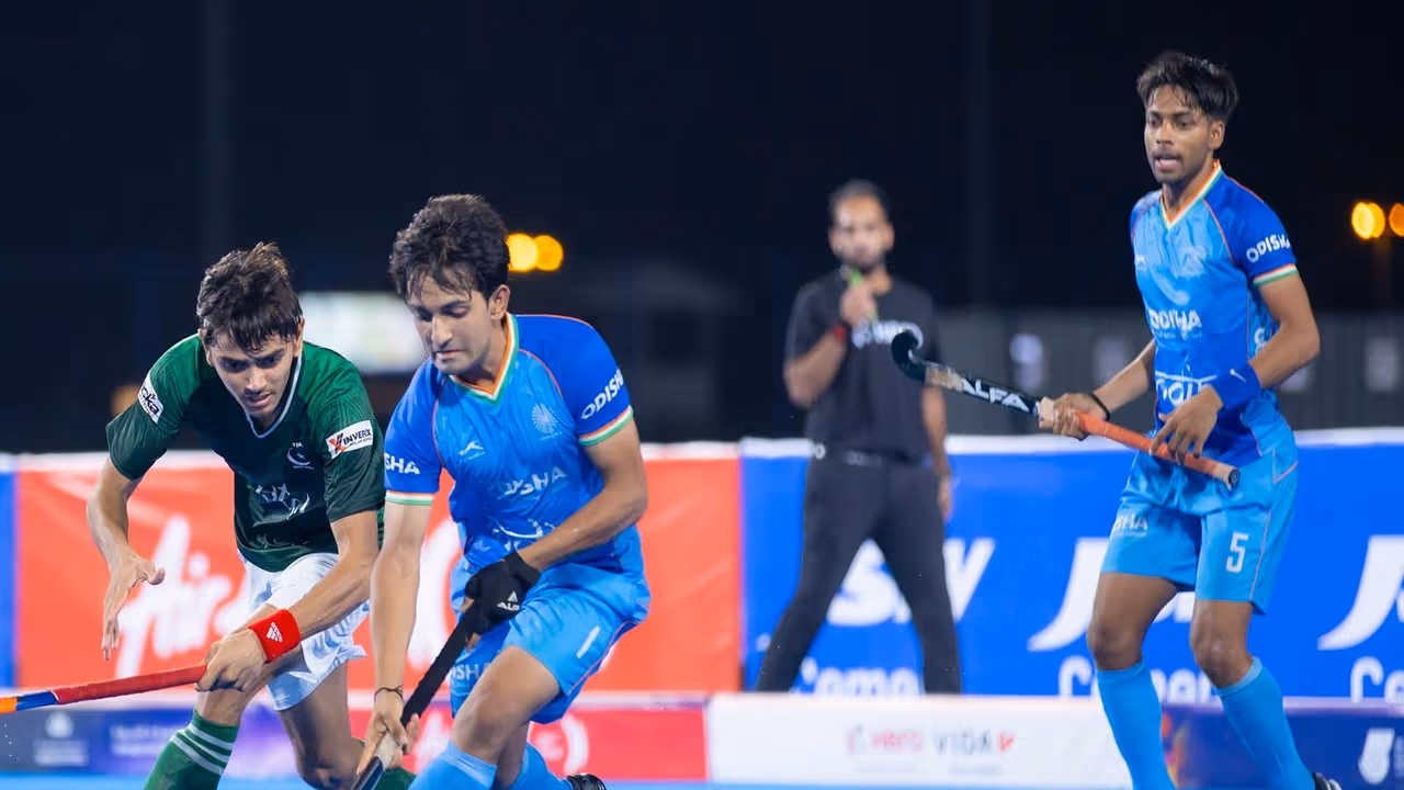 Indian Sub Junior Men’s players in action. (Photo/AHF) Indian Sub Junior Men’s players in action. (Photo/AHF)