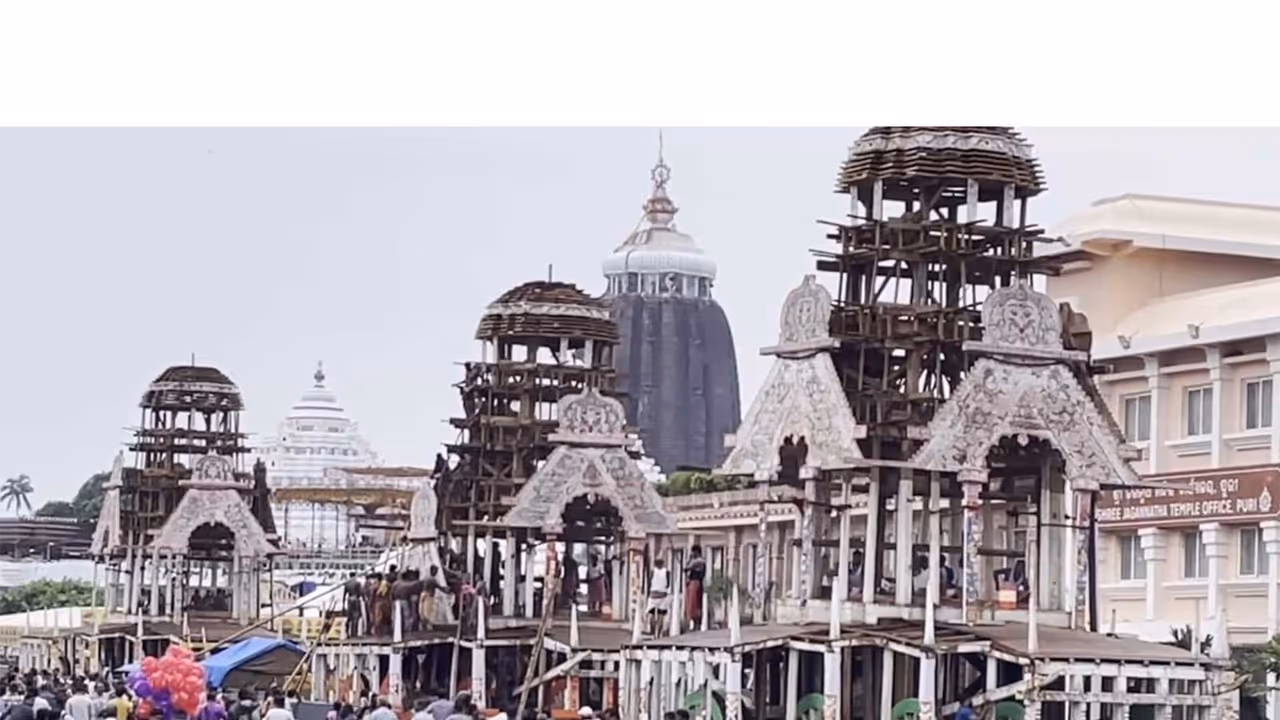 Construction underway for Jagannath Rath Yatra chariots (Photo/ANI) Construction underway for Jagannath Rath Yatra chariots (Photo/ANI)