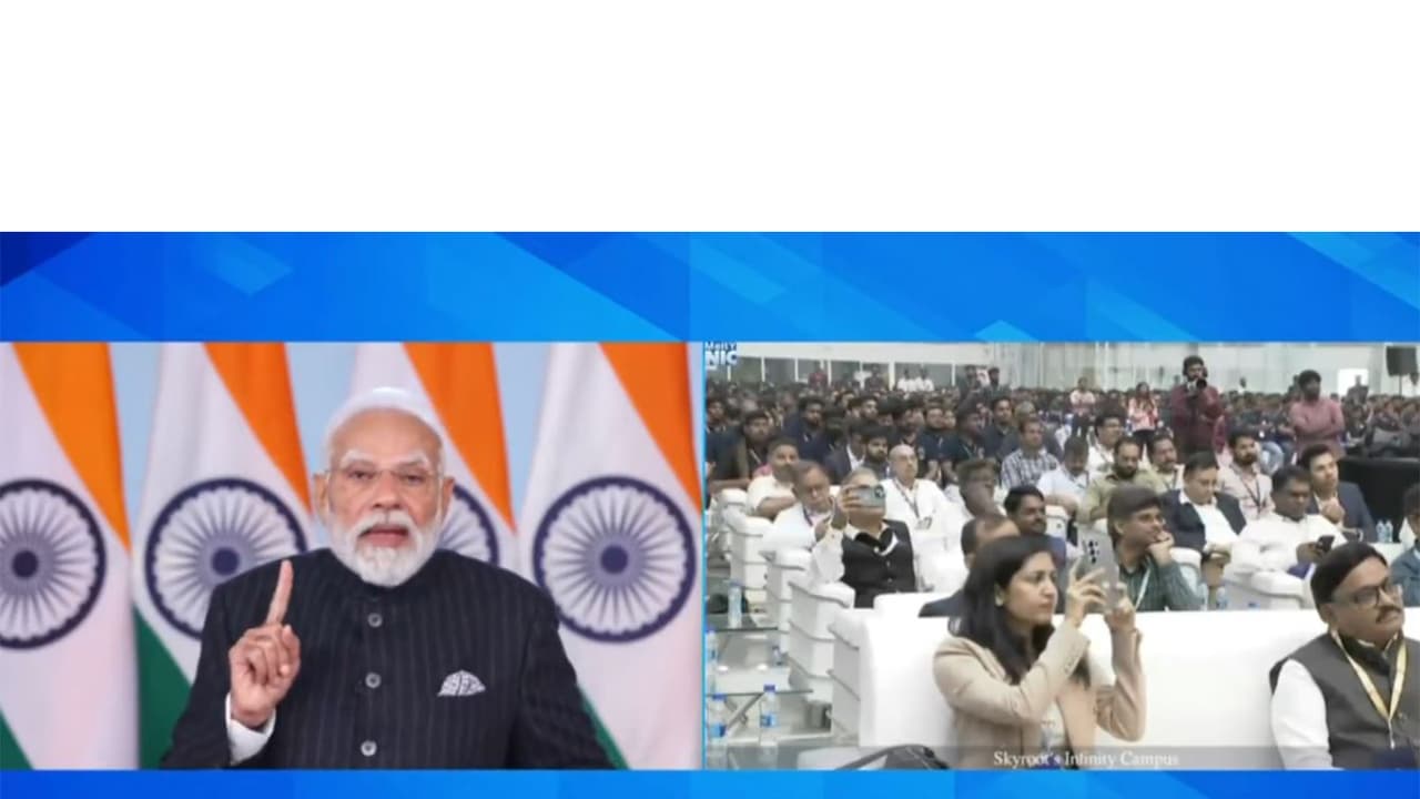 PM Narendra Modi at the inauguration ceremony of Skyroot's Infinity Campus (Photo/@narendramodi) PM Narendra Modi at the inauguration ceremony of Skyroot's Infinity Campus (Photo/@narendramodi)