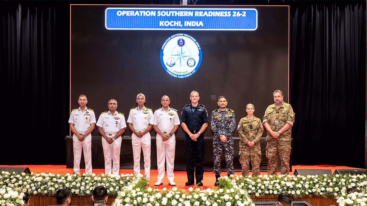 Operation Southern Readiness 26 2 commences at Southern Naval Command in Kochi (Photo/ANI) Operation Southern Readiness 26 2 commences at Southern Naval Command in Kochi (Photo/ANI)