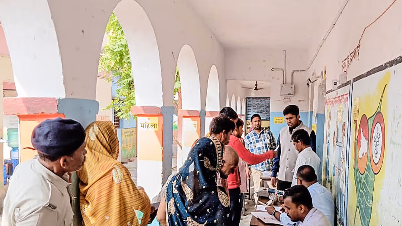 Visual from the first phase voting of Bihar elections (Photo: ANI)