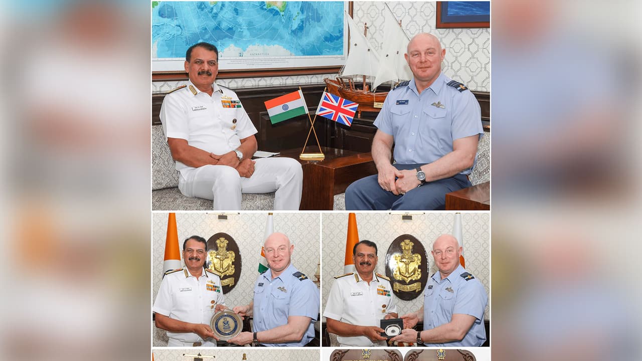 Chief of Naval Staff Admiral Dinesh K Tripathi interacts with the UK's Chief of Air Staff of the Royal Air Force, Harv Smyth (Photo/X/@indiannavy) Chief of Naval Staff Admiral Dinesh K Tripathi interacts with the UK's Chief of Air Staff of the Royal Air Force, Harv Smyth (Photo/X/@indiannavy)