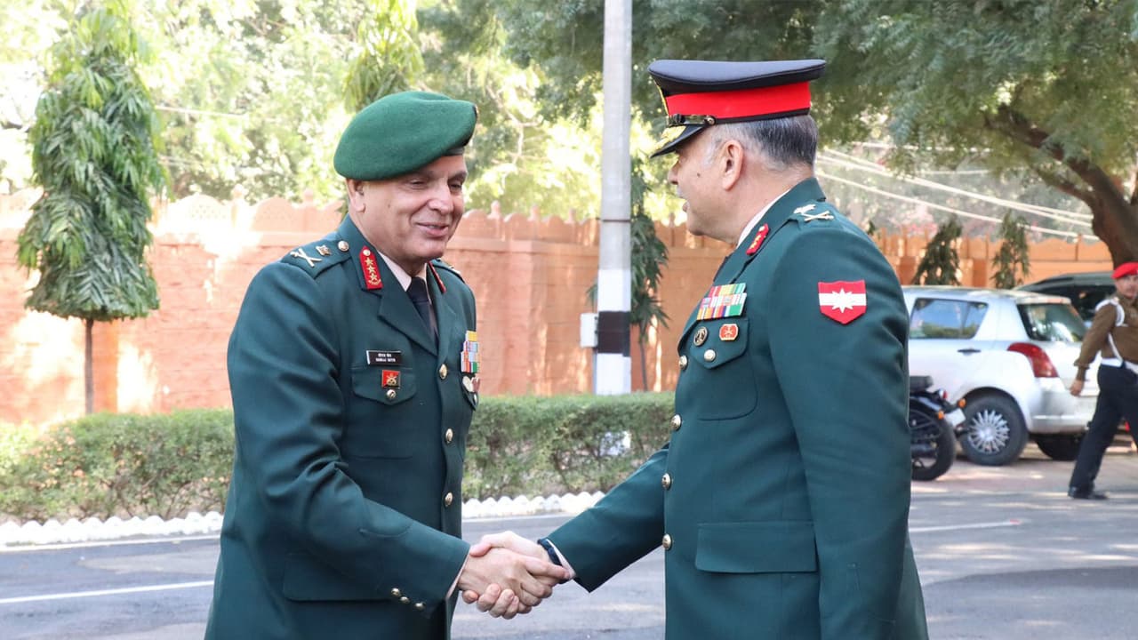 Southern Army Commander Lt Gen Dhiraj Seth reviews preparedness at Jodhpur Sub Area (Photo/X@IaSouthern) Southern Army Commander Lt Gen Dhiraj Seth reviews preparedness at Jodhpur Sub Area (Photo/X@IaSouthern)