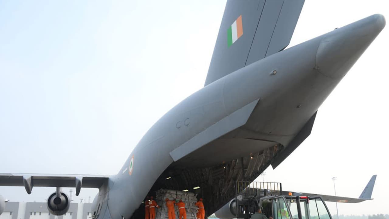 Relief materials and humanitarian aid supplies being prepared for dispatch to flood hit Nepal under India's 'Neighbourhood First' policy. (Photo: X/@DrSJaishankar) Relief materials and humanitarian aid supplies being prepared for dispatch to flood hit Nepal under India's 'Neighbourhood First' policy. (Photo: X/@DrSJaishankar)