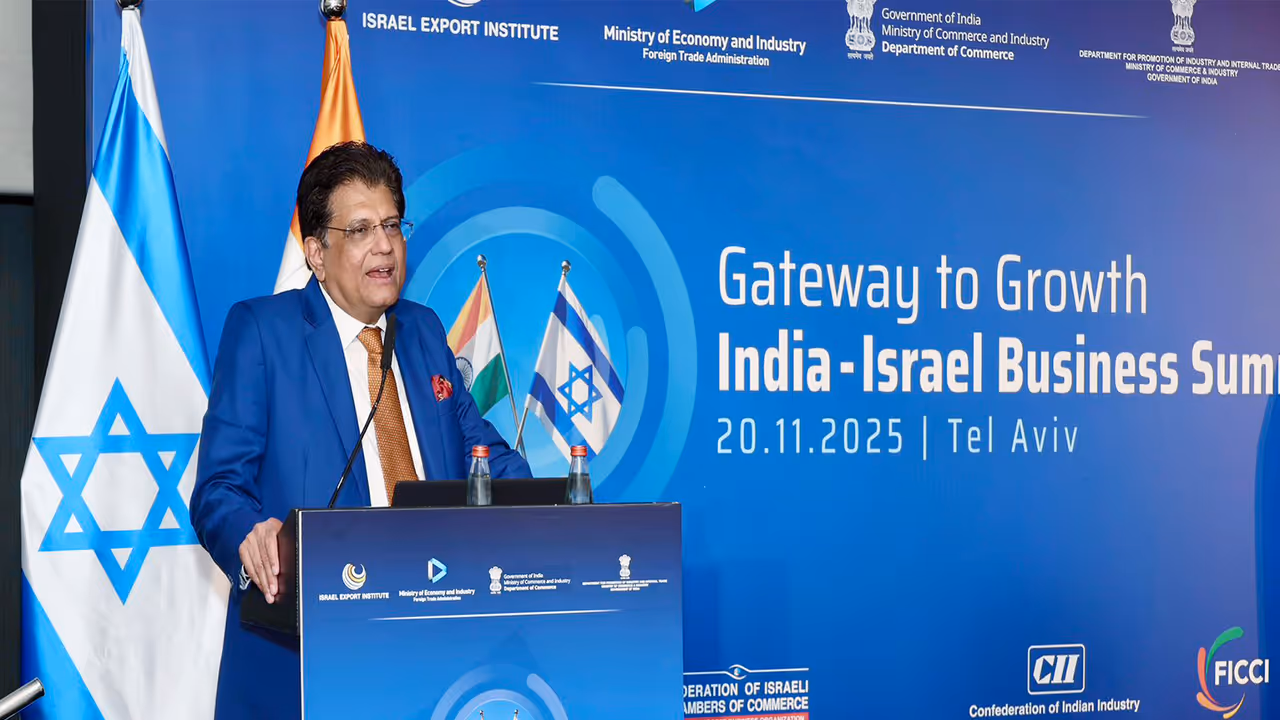 Union Minister of Commerce & Industry Piyush Goyal during the India Israel Business Summit (Photo/ANI) Union Minister of Commerce & Industry Piyush Goyal during the India Israel Business Summit (Photo/ANI)