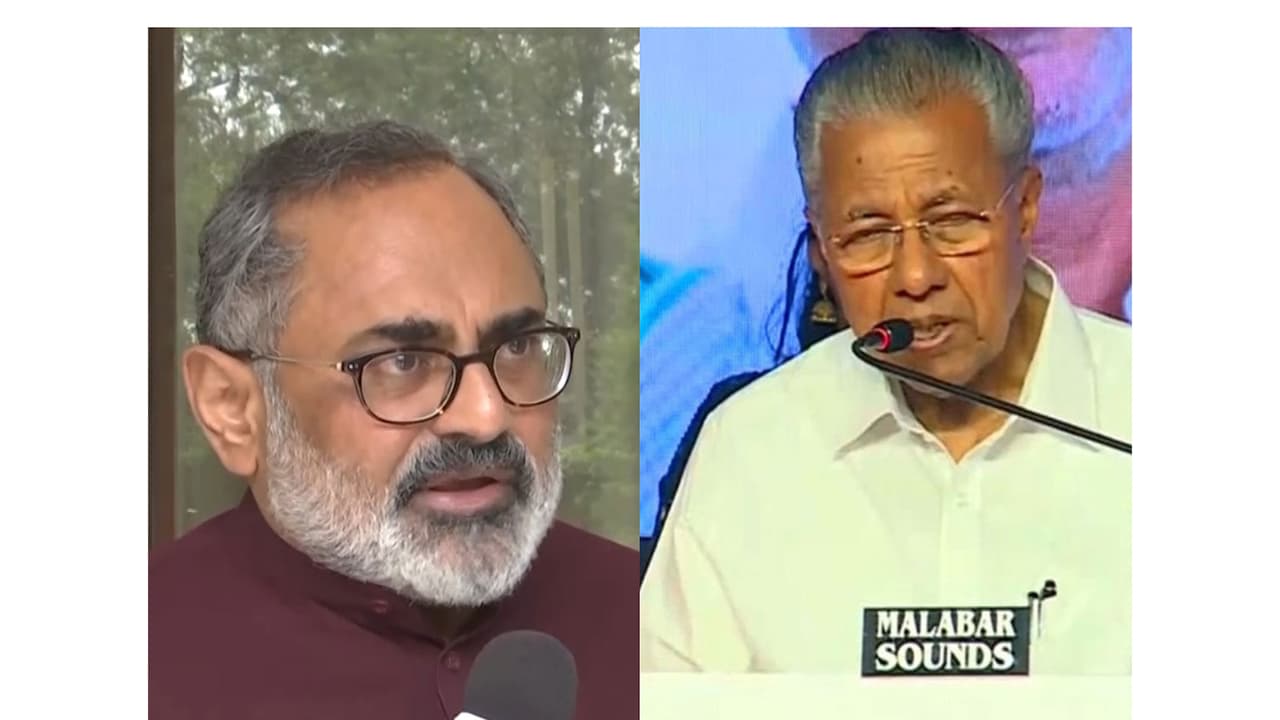 Kerala BJP chief Rajeev Chandrasekhar and CM Pinarayi Vijayan (Photo/ANI) Kerala BJP chief Rajeev Chandrasekhar and CM Pinarayi Vijayan (Photo/ANI)