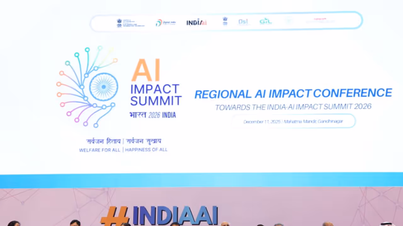 Regional AI Impact Conference – Gujarat Chapter, a major precursor to the India–AI Impact Summit 2026 (Image: X/Bhupendra Patel)