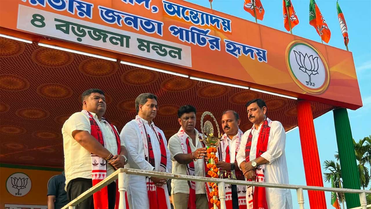 Tripura CM Manik Saha at the public meeting (Photo/ANI) Tripura CM Manik Saha at the public meeting (Photo/ANI)