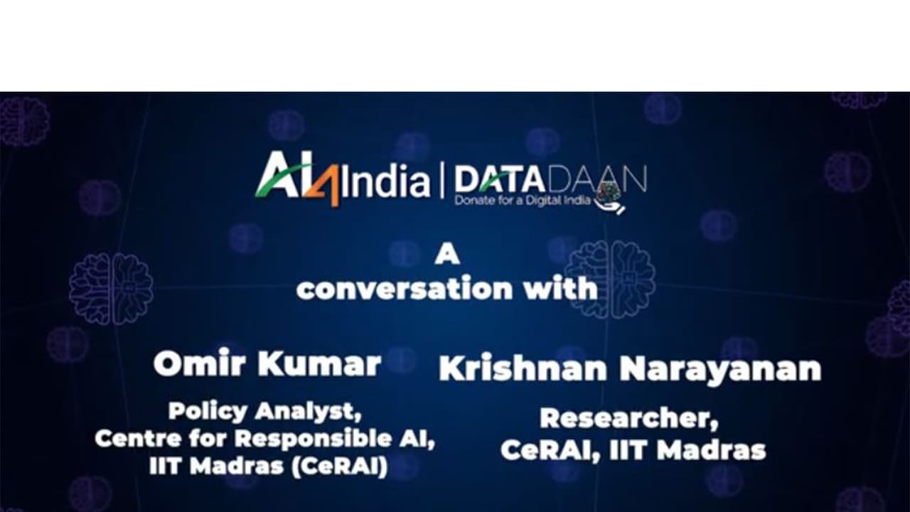 Krishnan Narayanan and Omir Kumar from CeRAI, IIT Madras discussed the role of digital platforms and AI technologies reshaping work for millions of gig workers in India. (Photo: Youtube/AI4India Org) Krishnan Narayanan and Omir Kumar from CeRAI, IIT Madras discussed the role of digital platforms and AI technologies reshaping work for millions of gig workers in India. (Photo: Youtube/AI4India Org)
