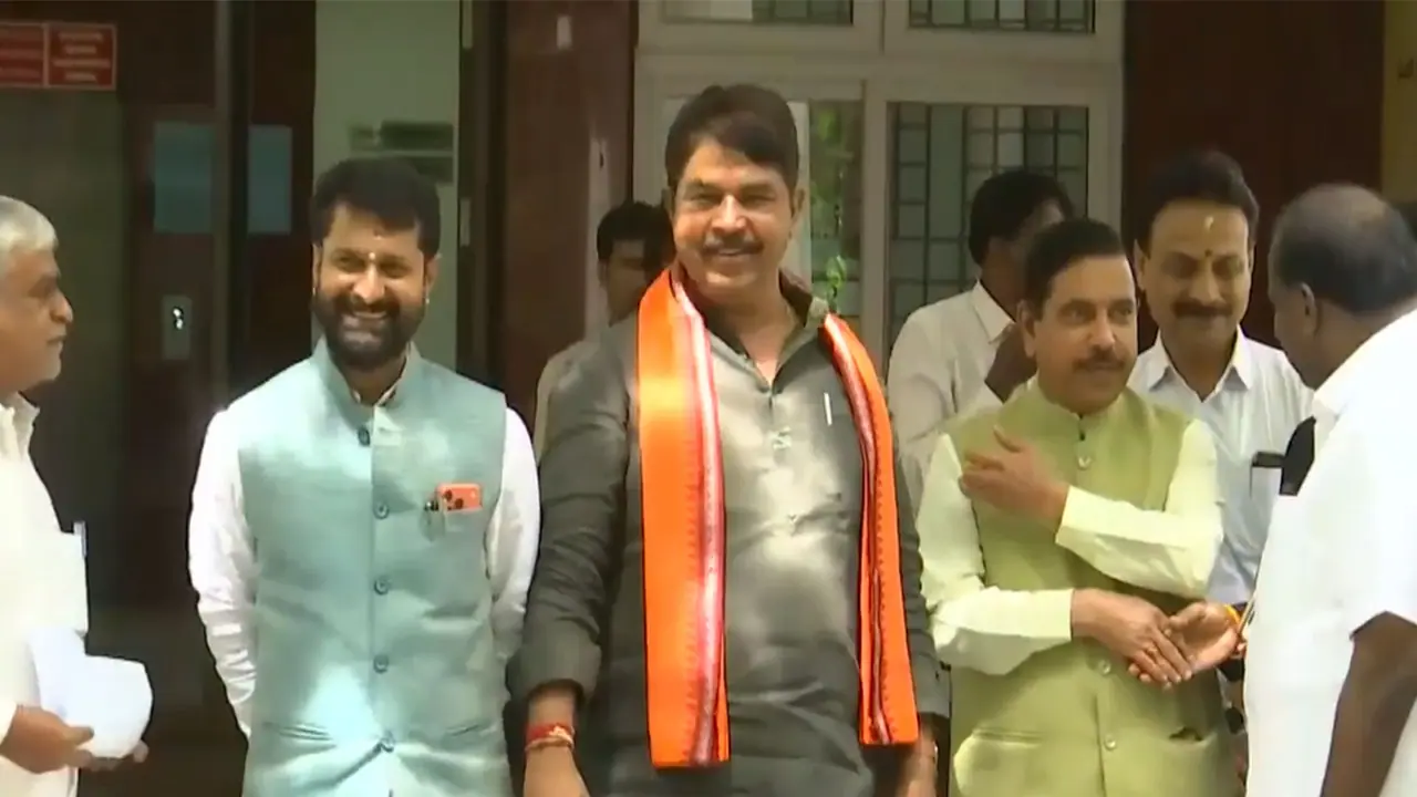 BJP and JD(S) delegation at the office of Karnataka Chief Electoral Officer (Photo/ANI) BJP and JD(S) delegation at the office of Karnataka Chief Electoral Officer (Photo/ANI)