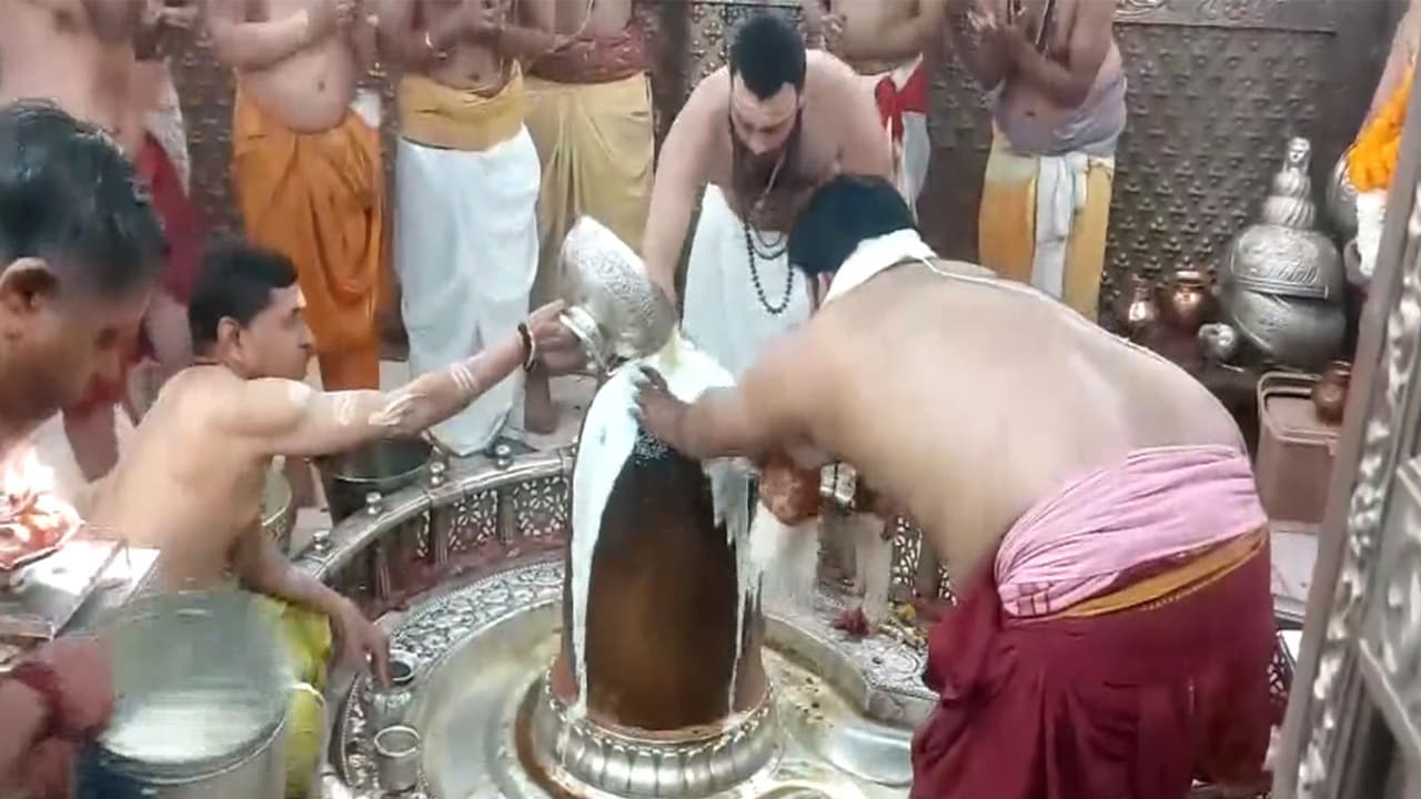 Visuals from Shri Mahakaleshwar Temple in Ujjain (photo/ANI) Visuals from Shri Mahakaleshwar Temple in Ujjain (photo/ANI)