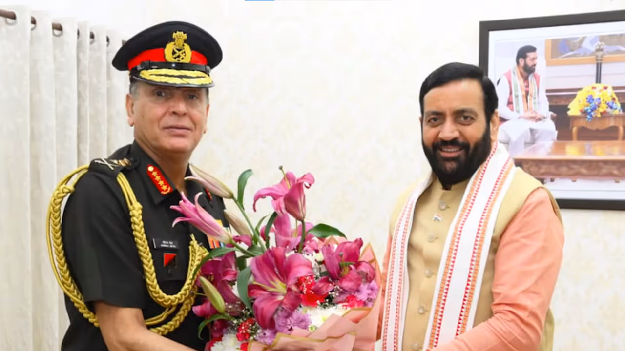 Army Chief General Dhiraj Seth with Haryana Chief Minister Nayab Singh Sain (Photo/X/@cmohry) Army Chief General Dhiraj Seth with Haryana Chief Minister Nayab Singh Sain (Photo/X/@cmohry)