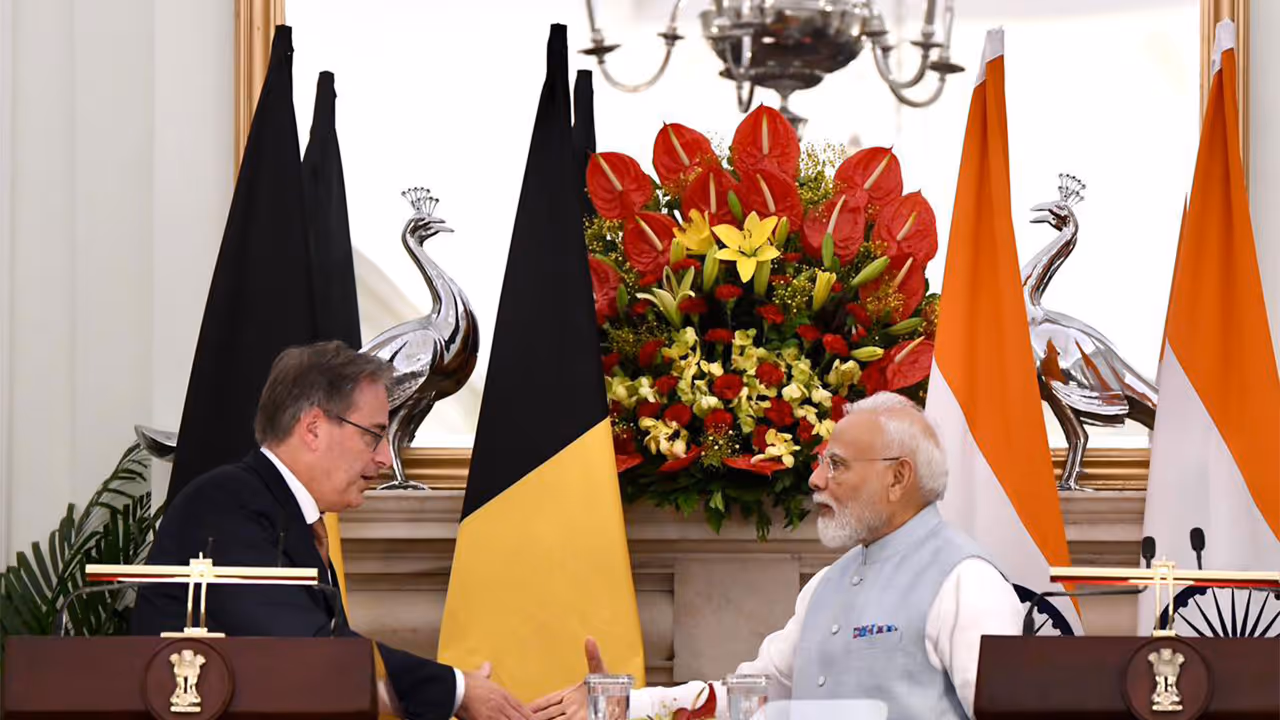 Prime Minister Narendra Modi and Belgian PM Bart De Wever (Photo/ANI) Prime Minister Narendra Modi and Belgian PM Bart De Wever (Photo/ANI)